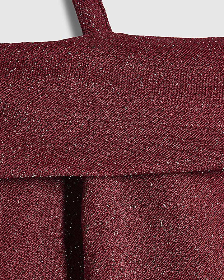 Girls Burgundy Glitter Flared Trousers Set