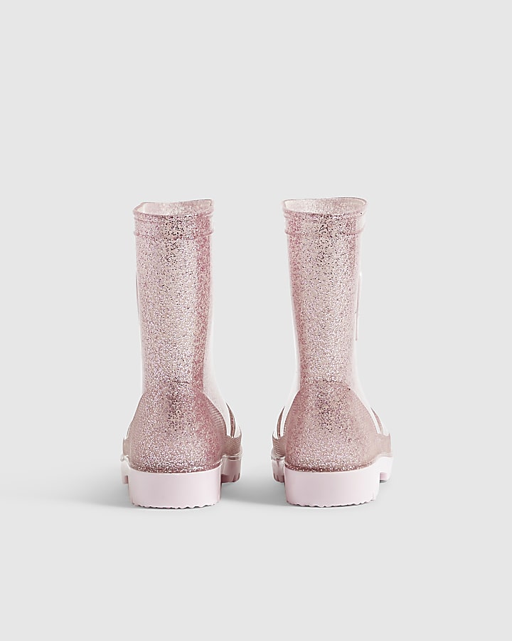 Mini Girls Pink Glitter Wellies