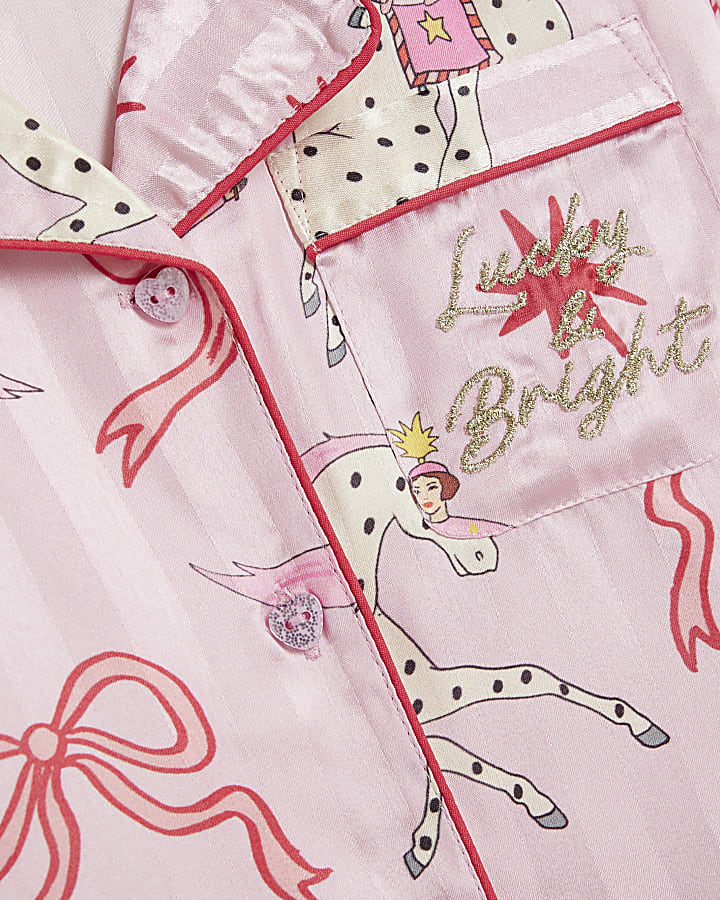 Girls Pink Circus Pyjama Set