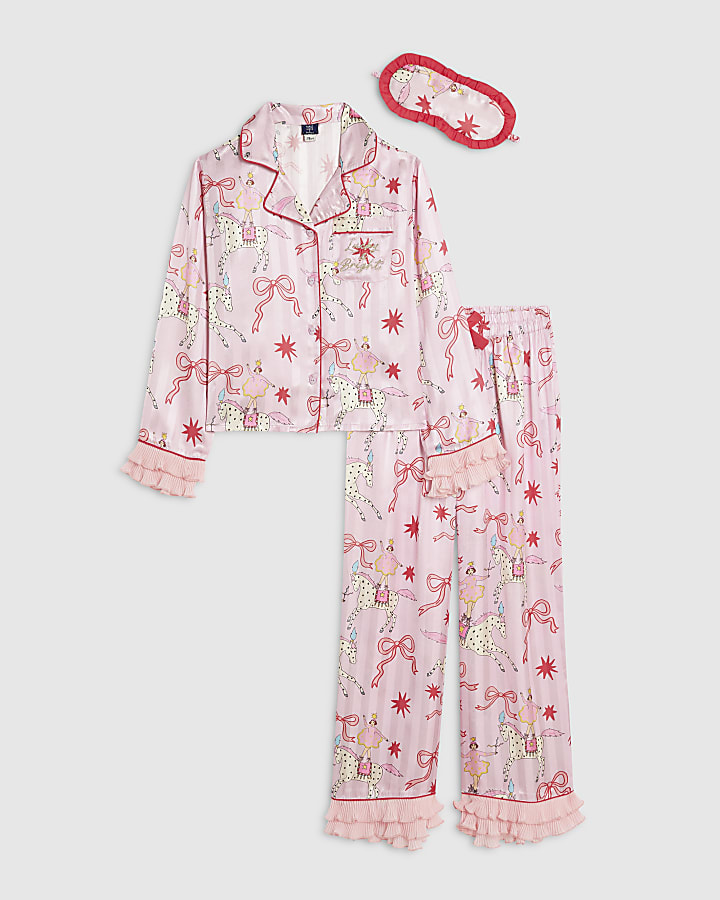 Girls Pink Circus Pyjama Set