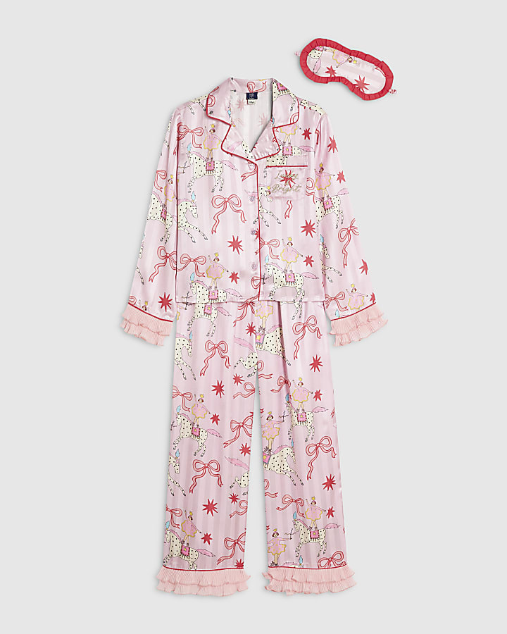 Girls Pink Circus Pyjama Set
