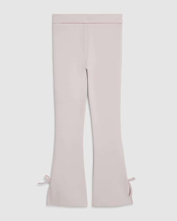 Girls Pink Premium Fold Over Flare Trousers