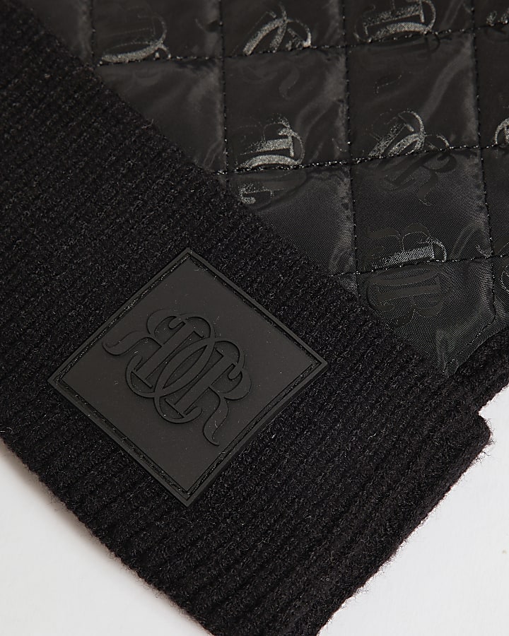 Boys Black Hybrid Monogram Beanie