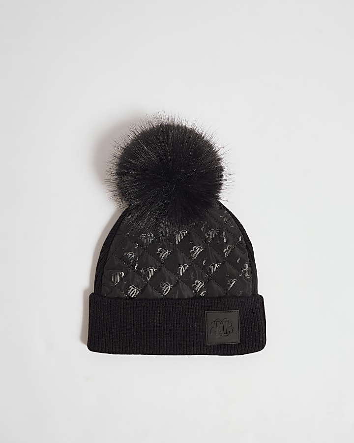 Boys Black Hybrid Monogram Beanie