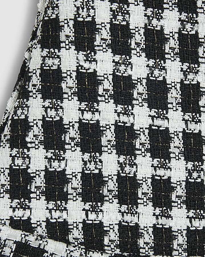 Mini Girls Black Check Boucle Dress