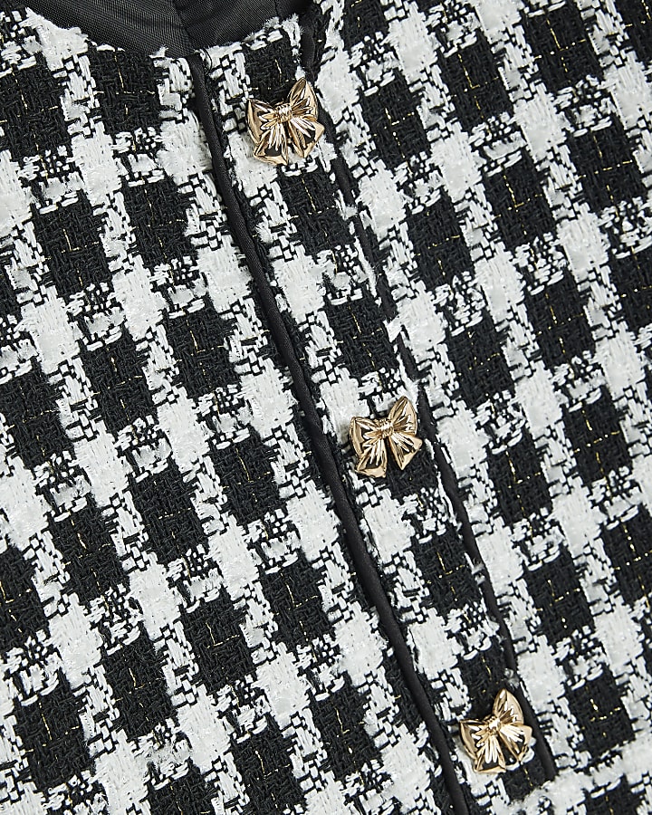 Mini Girls Black Check Boucle Dress