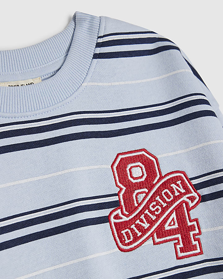 Mini Boys Blue Stripe 84 Sweatshirt Set
