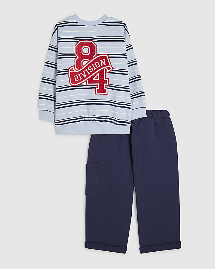 Mini Boys Blue Stripe 84 Sweatshirt Set