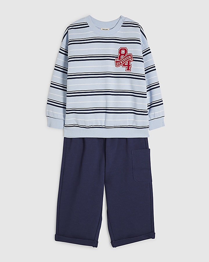 Mini Boys Blue Stripe 84 Sweatshirt Set