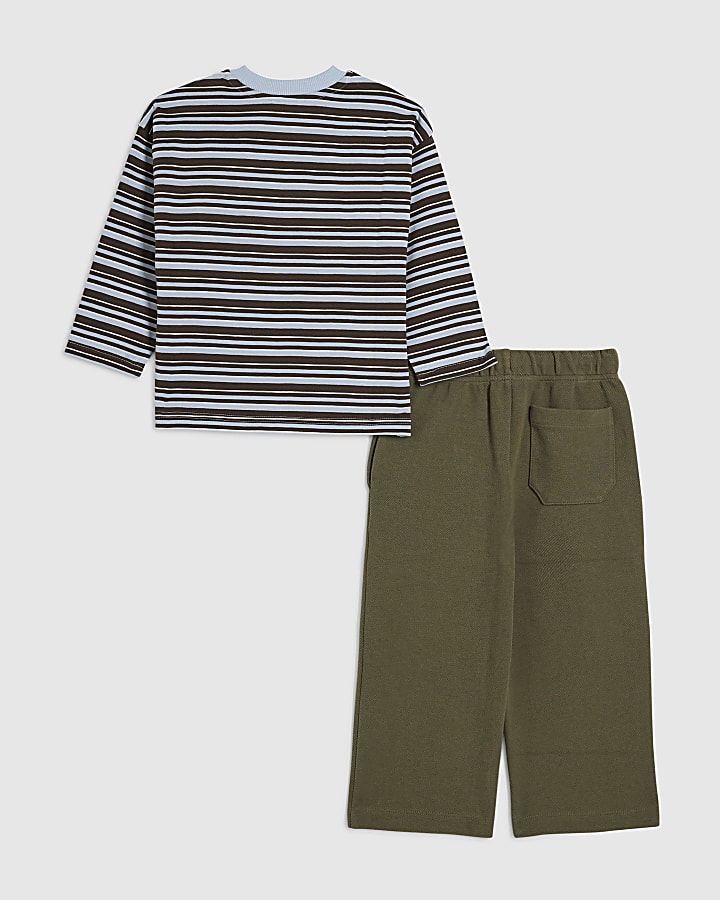 Mini Boys Brown Stripe Wings T-Shirt Set