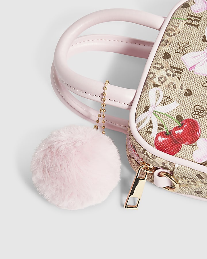 Girls Brown Monogram Crossbody Bag