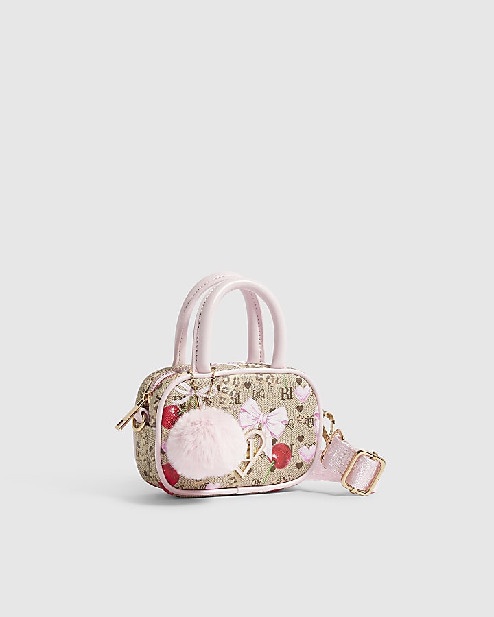 Girls Brown Monogram Crossbody Bag