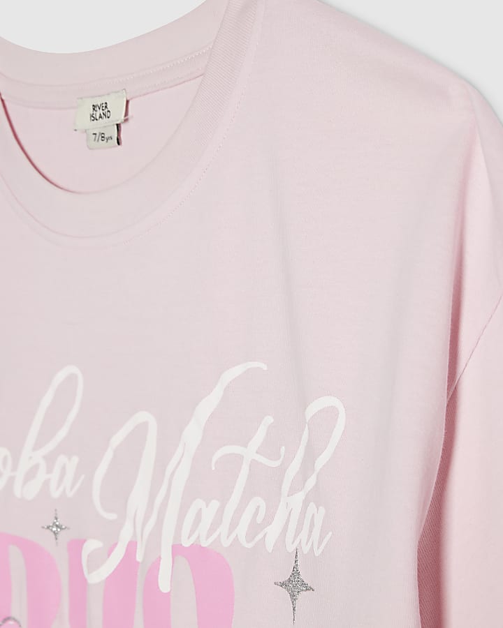 Girls Pink Boba Matcha Duo T-Shirt