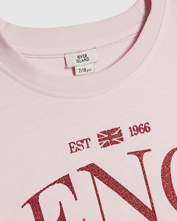 Girls Pink England Footie Crop Top