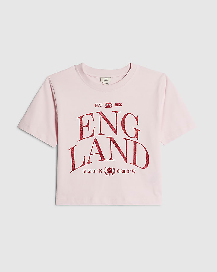 Girls Pink England Footie Crop Top
