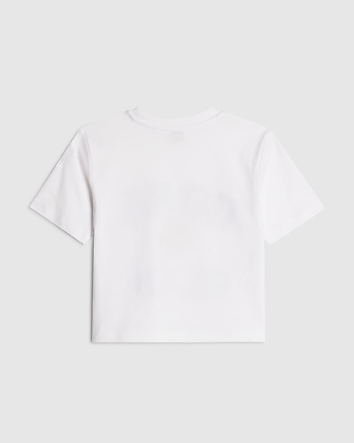 Girls White Goal Rose Glam Crop Top