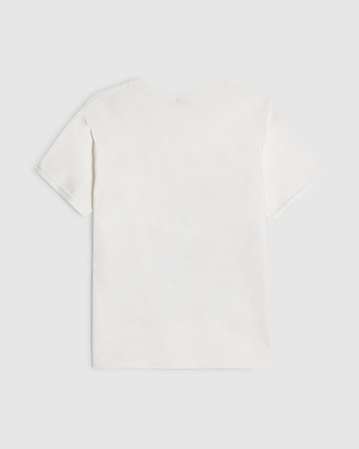 Girls White Dog Heart And Glitter T-Shirt