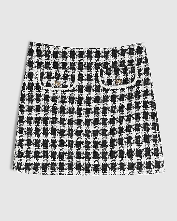 Girls Black Boucle Skirt
