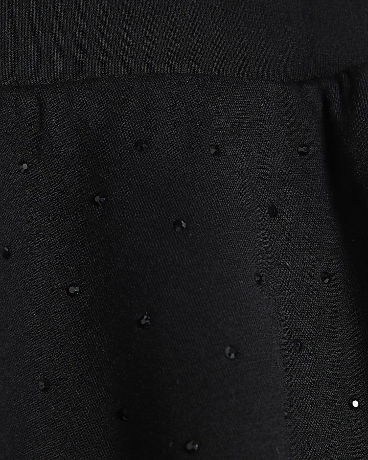 Girls Black Embellished Bubble Hem Skirt