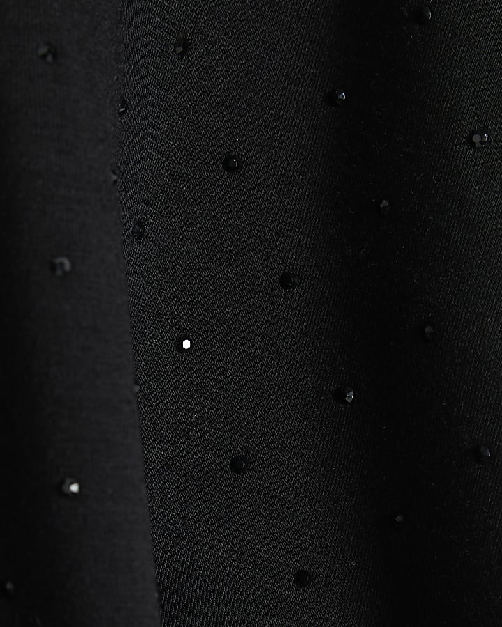 Girls Black Embellished Bubble Hem Skirt