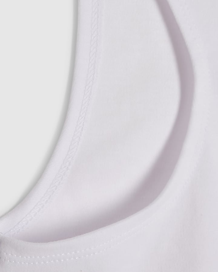 Girls White V Neck RI Tank Top