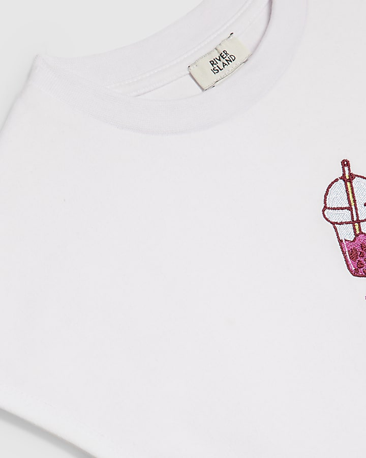 Girls White Grown On Sleeve T-Shirt
