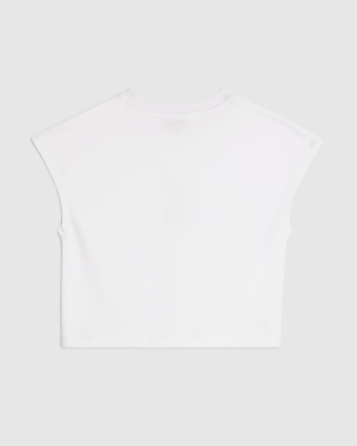 Girls White Grown On Sleeve T-Shirt