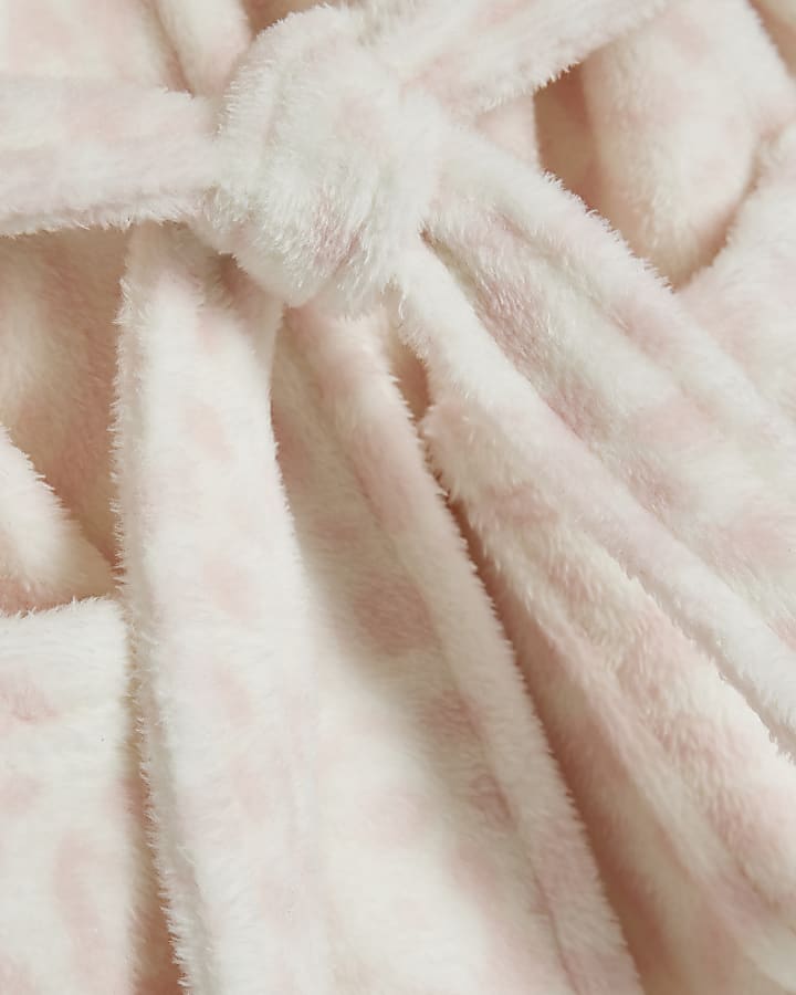 Mini Girls Cream Deer Print Faux Fur Robe