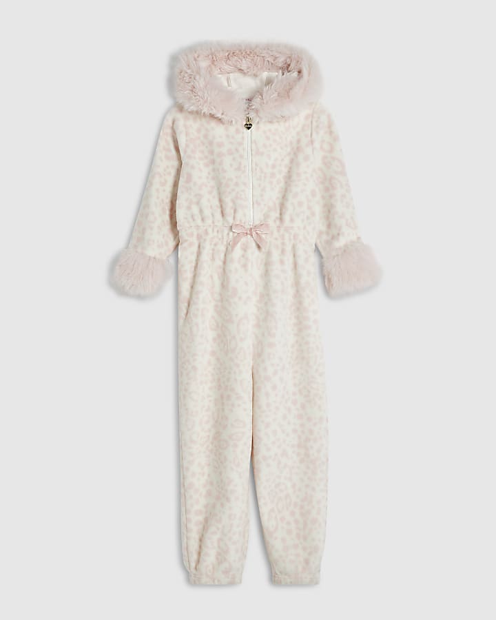 Girls Cream Deer Print Onesie