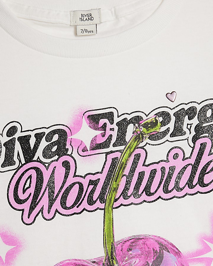Girls White Diva Energy Cherry T-Shirt
