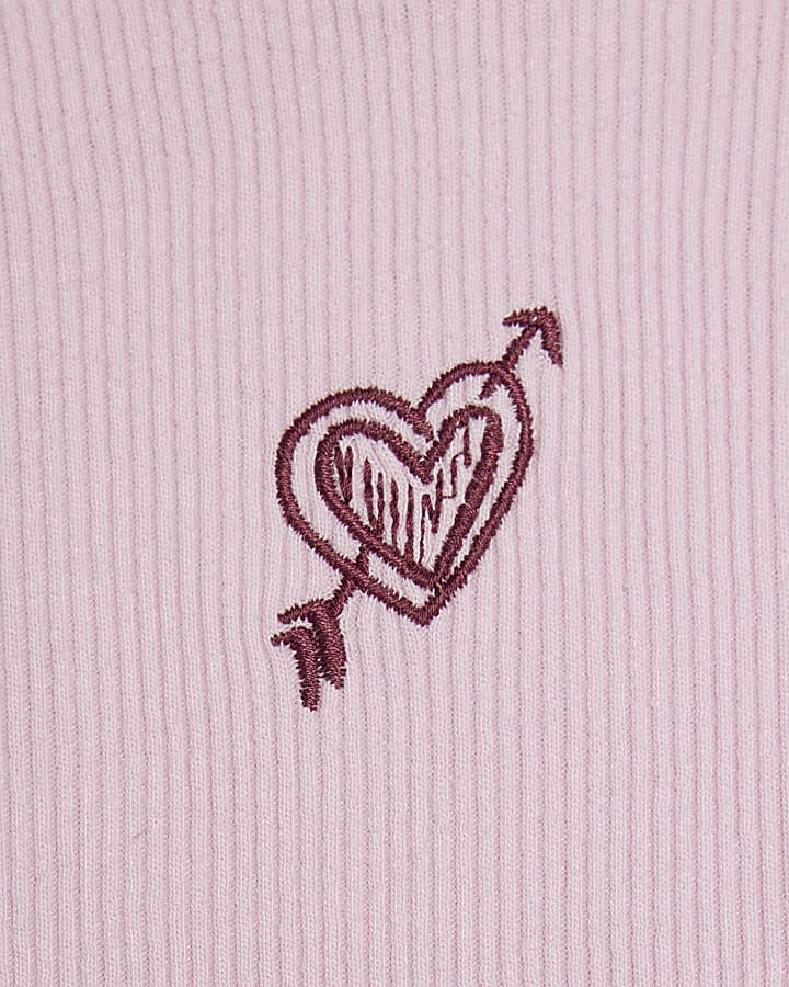Mini Girls Pink Scallop Embroidered T-Shirt