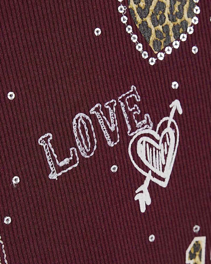 Mini Girls Purple Sequin Embroidered T-Shirt