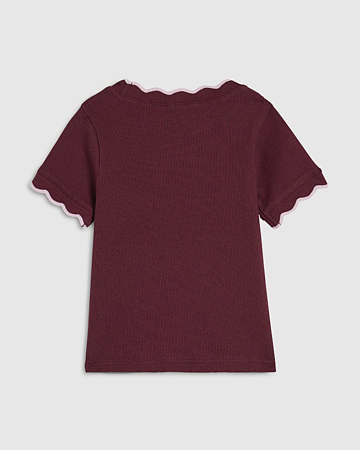 Mini Girls Purple Sequin Embroidered T-Shirt