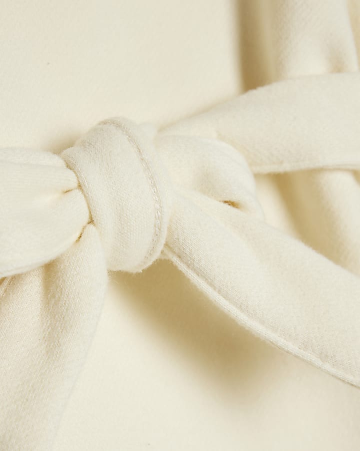 Mini Girls Cream Scalloped Edge Jumper Dress