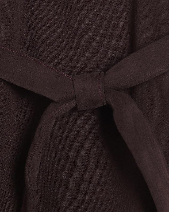 Mini Girls Brown Scalloped Edge Jumper Dress