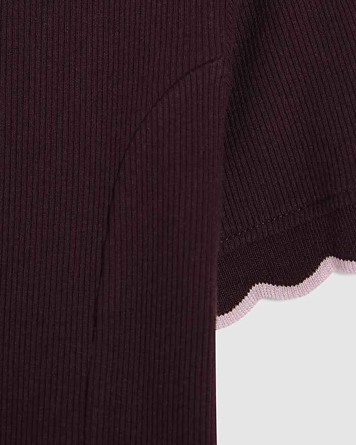 Mini Girls Purple Scallop Edge Dress