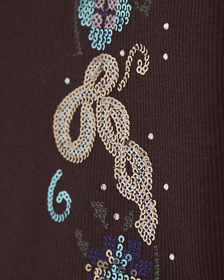 Girls Purple Sequin Embellished Top