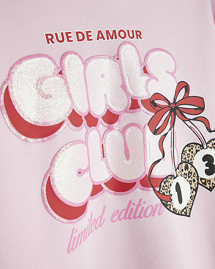 Girls Pink Girls Club Hoodie Set