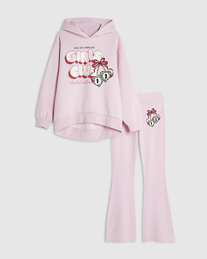 Girls Pink Girls Club Hoodie Set