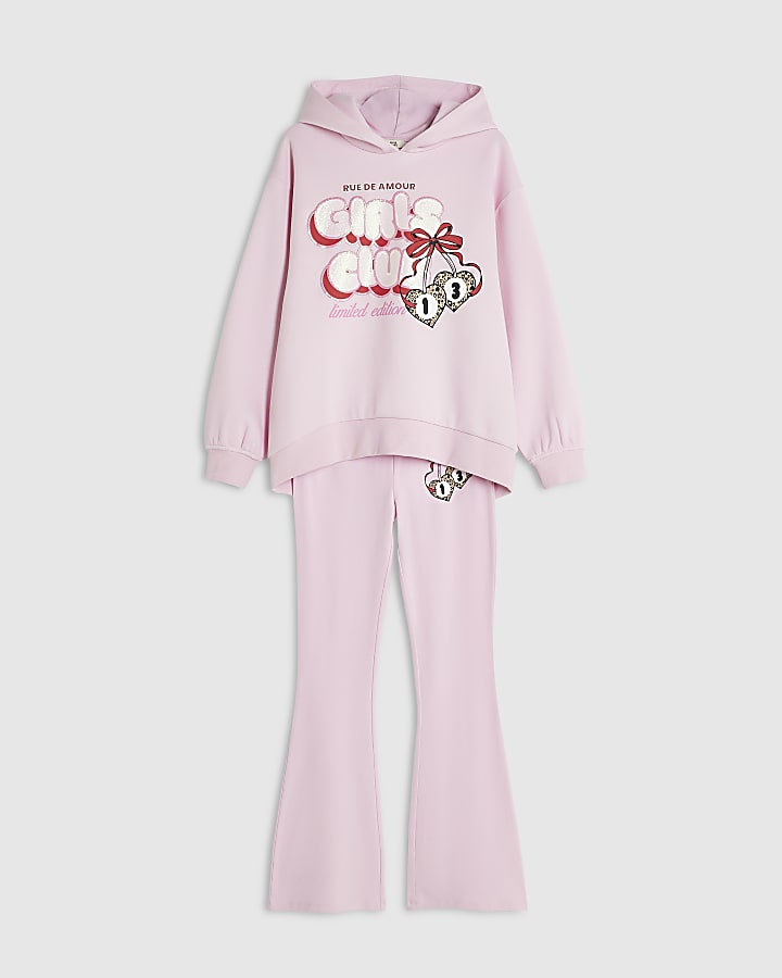 Girls Pink Girls Club Hoodie Set