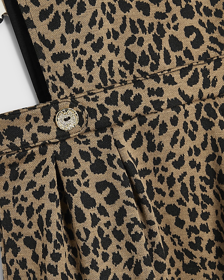 Mini Girls Brown Leopard Print Pinafore Set
