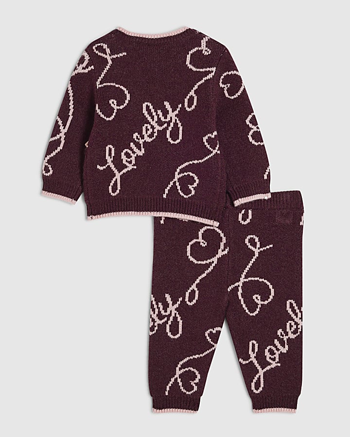 Baby Girls Purple Lovely Knitted Jumper Set