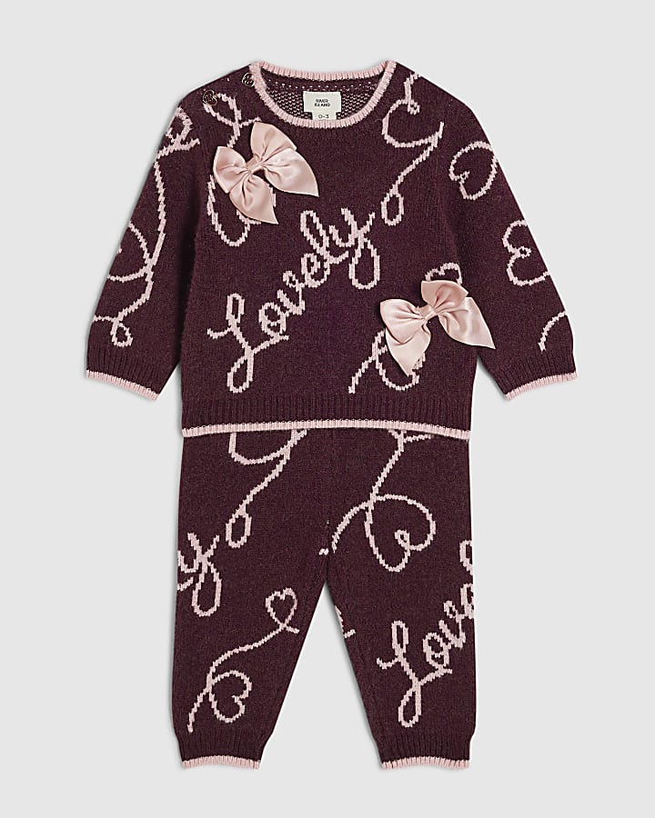 Baby Girls Purple Lovely Knitted Jumper Set