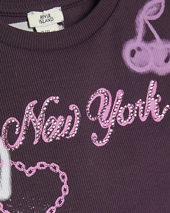 Girls Purple New York Graffiti T-Shirt
