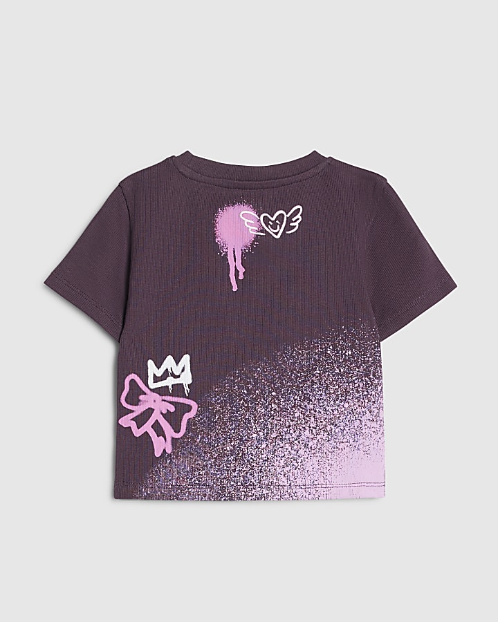 Girls Purple New York Graffiti T-Shirt