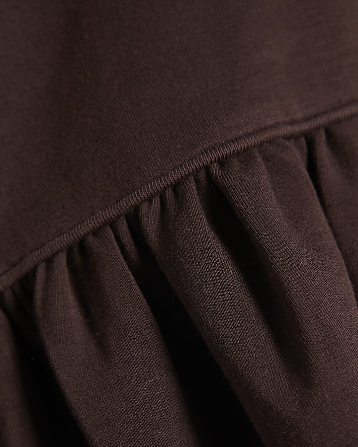 Girls Brown Zip Up Frill Sweatshirt