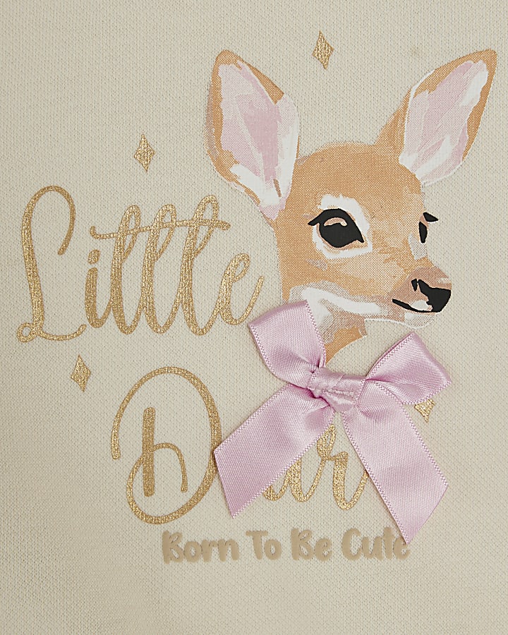 Baby Girls Cream Deer Print Jumper Set