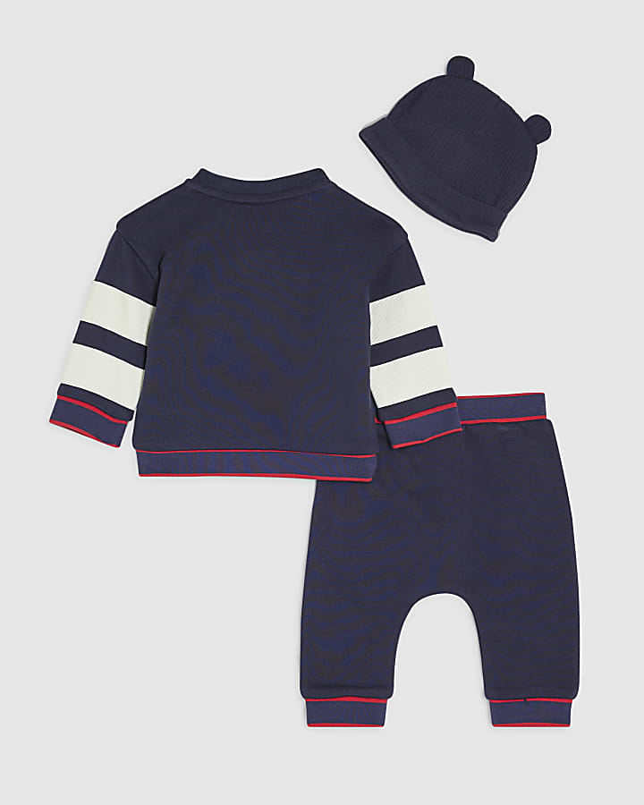 Baby Boys Navy Club Bear Sweatshirt Set