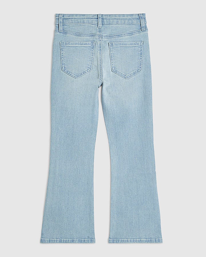 Girls Blue Washed Flare Leg Jeans