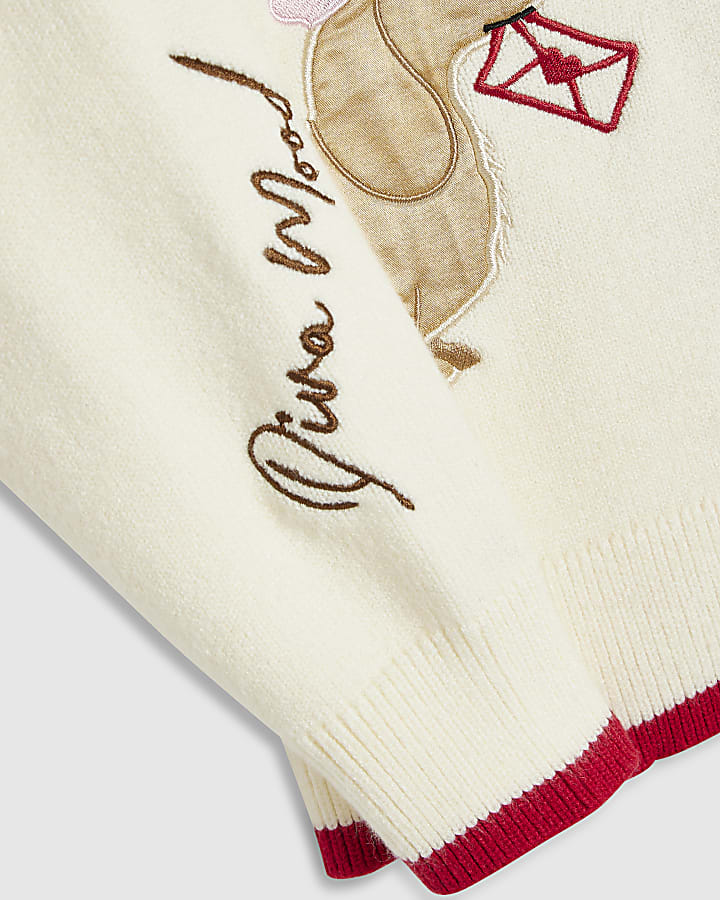 Girls Cream Dog Cardigan